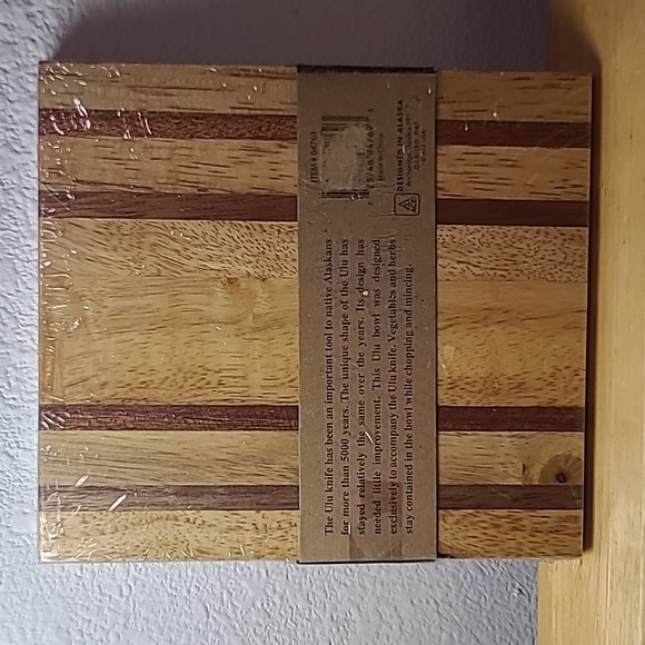 ALASKAN ULU CURVED KNIFE & WOOD CHOPPING BOWLSET - Picture 2 of 4